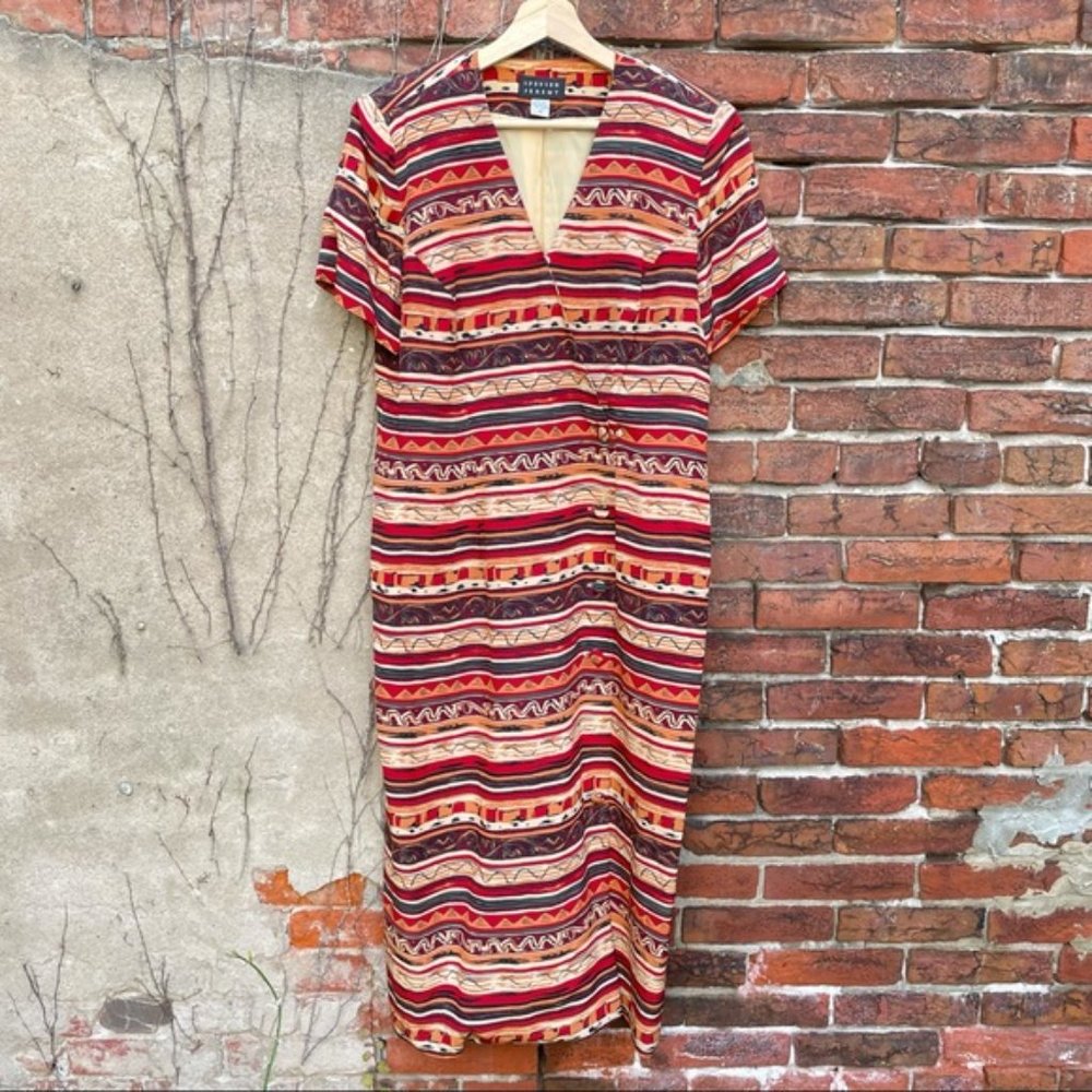 Vintage Spencer Jeremey silk printed striped dress